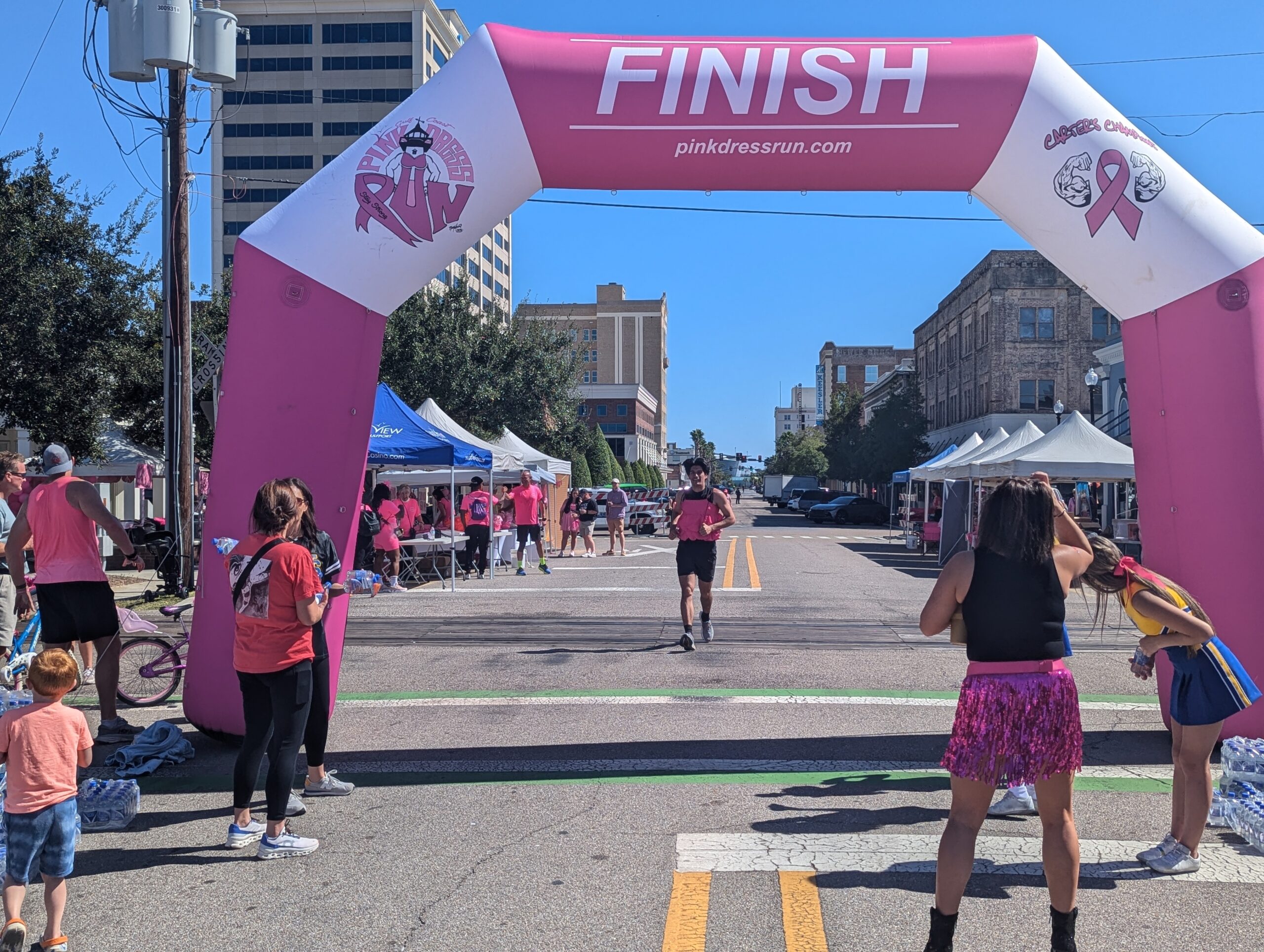 Finish line at the Carters Champions Pink dress run in Gulfport, MS