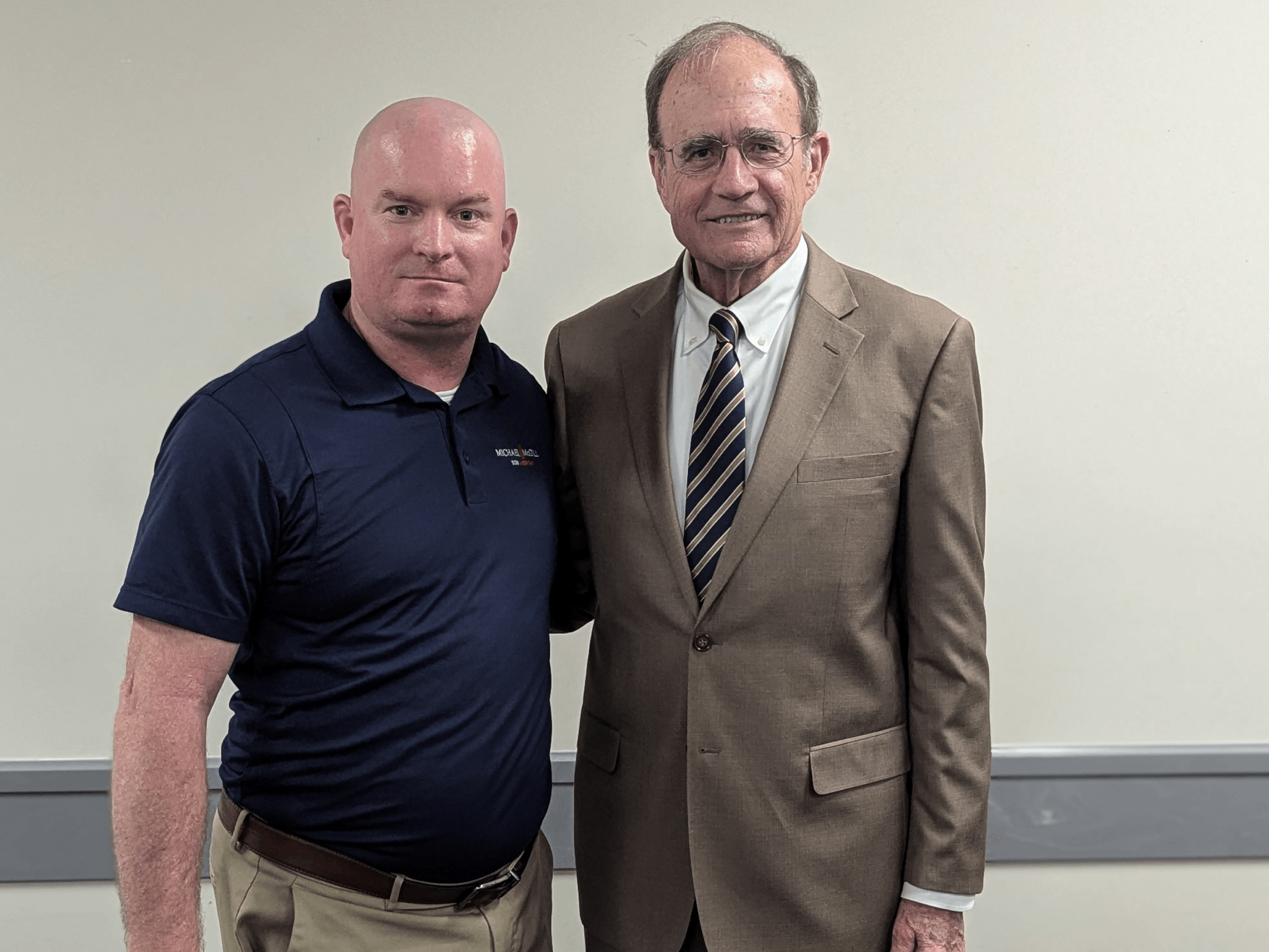 Michael McGill, Community Advocate and Human Rights Leader poses with Mississippi's Lt. Governor Delbert Hosemann at the Gulf Coast Young Professions Luncheon.