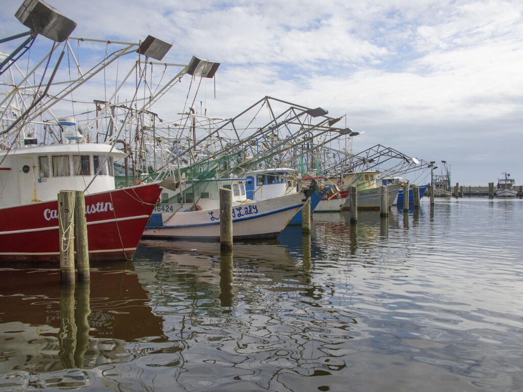 Biloxi Shrimp Boats sitting harbor